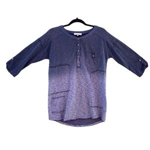 Gilded Intent Blue Dip Dyed Henely Top Sz S